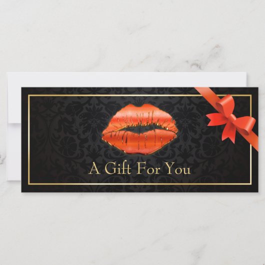 Carte 3D Red Lips Beauté Salon Floral Certificat cadeau (Devant)