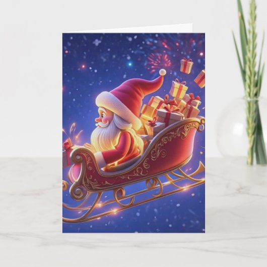 Carte 3D Santa Claus Christmas Greeting Card – Festive H (Devant)