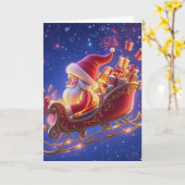 Carte 3D Santa Claus Christmas Greeting Card – Festive H (Fleur jaune)