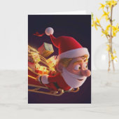 Carte 3D Santa Claus Christmas Greeting Card – Festive H (Fleur jaune)