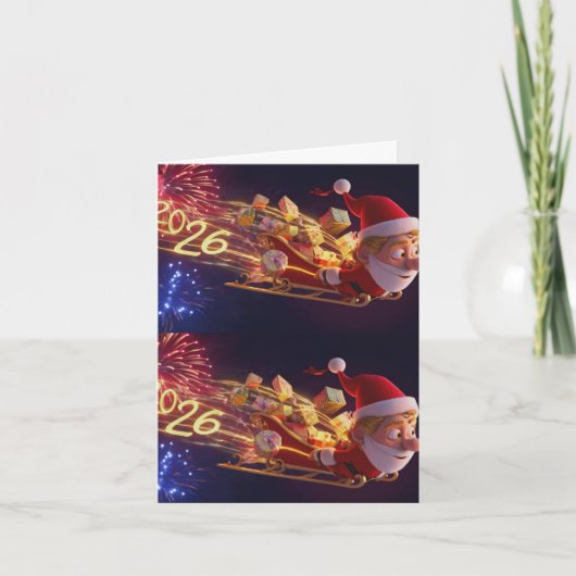 Carte 3D Santa Claus Christmas Greeting Card – Festive H (Devant)