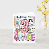 Carte 3e année jolie typographie points retour à l'école (Fleur jaune)