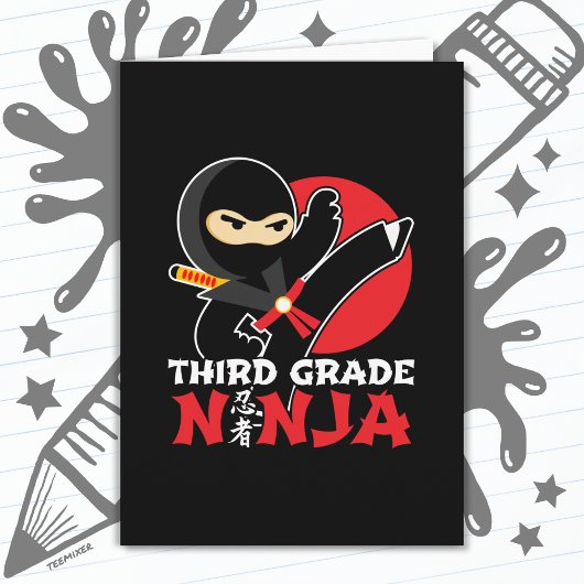 Carte 3e année Ninja Kick Premier jour Retour à l'école