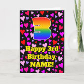 Carte 3e anniversaire : Amour Hearts Motif, Arc-en-ciel  (Devant)