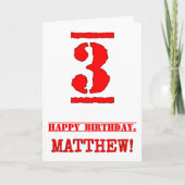 Carte 3e anniversaire : Amusant, Timbre en caoutchouc ro (Devant)