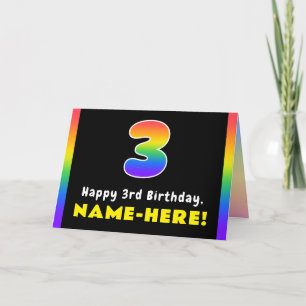 Carte 3e anniversaire : Arc-en-ciel coloré # 3, Nom pers