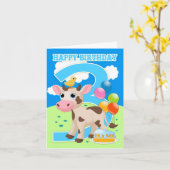Carte 3e Anniversaire Avec Petit Gâteau De Vache E (Fleur jaune)
