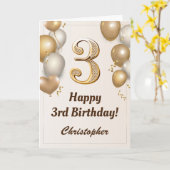 Carte 3e anniversaire Ballons d'or et Confetti Anniversa (Fleur jaune)