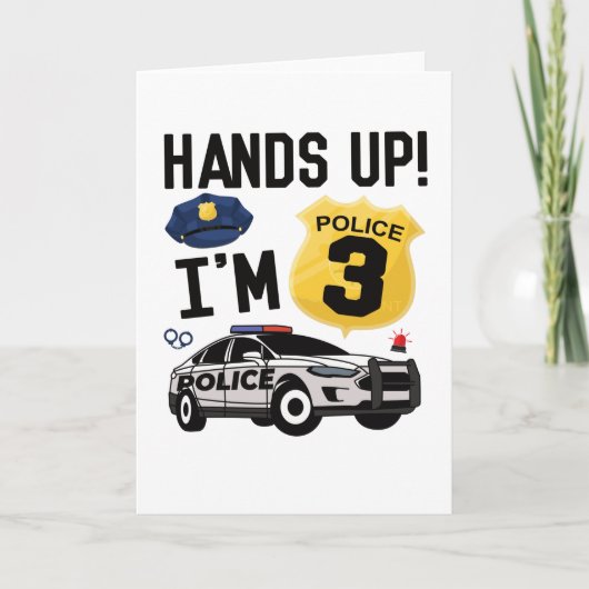 Carte 3e anniversaire Cadeau policier 3 an garçon (Devant)