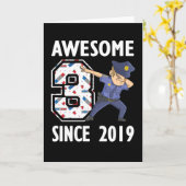 Carte 3e anniversaire Cadeau policier garçon né en 2019 (Fleur jaune)