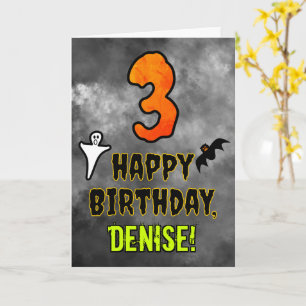 Carte 3e anniversaire : Eerie Halloween Thème + Nom pers