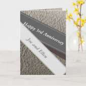 Carte 3e anniversaire, Faux Leather Anniversaire (Fleur jaune)