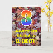 Carte 3e anniversaire; feuilles d'automne rustiques; arc (Fleur jaune)