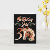 Carte 3e anniversaire Fille équitation équitation 3 ans (Fleur jaune)