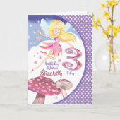 Carte 3e anniversaire fille, poilue rose et champignon (Fleur jaune)