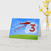 Carte 3e anniversaire, grand-fils, avion rouge (Fleur jaune)