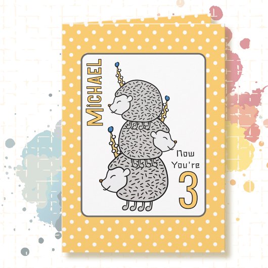 Carte 3e anniversaire mignon dessin animé Funny Grey Hér