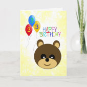 Carte 3e anniversaire mignon ours Teddy Bear (Devant)
