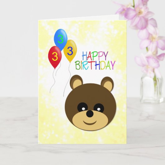 Carte 3e anniversaire mignon ours Teddy Bear (Orchidée)