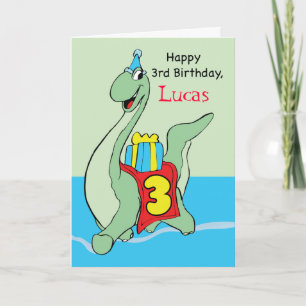 Carte 3e anniversaire Nom personnalisé Dinosaur, Lucas