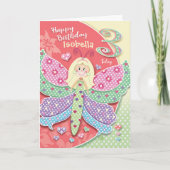 Carte 3e anniversaire, petite fille-papillon (Devant)