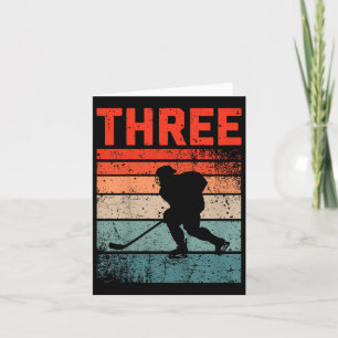Carte 3e anniversaire Retro Hockey sur glace 3 ans Garço