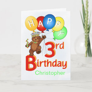 Carte 3e anniversaire Royal Teddy Bear