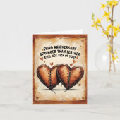 Carte 3e mariage anniversaire stonge que cuir (Fleur jaune)