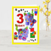 Carte 3ème. Anniversaire (Fleur jaune)