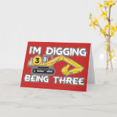 Carte 3ème anniversaire de l'enfant Je creuse Etre Trois (Fleur jaune)