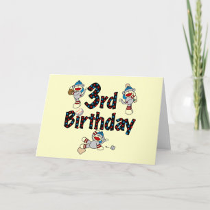Carte 3ème anniversaire du baseball de singe de soie