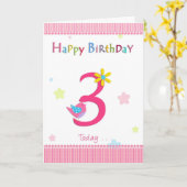Carte 3ème fille heureuse d'anniversaire (Fleur jaune)
