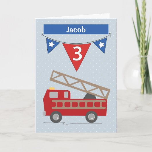 Carte 3ème Firetruck nommé fait sur commande (Devant)