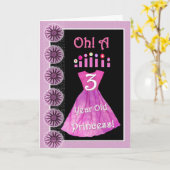 Carte 3ème princesse heureuse d'anniversaire - robe et (Fleur jaune)
