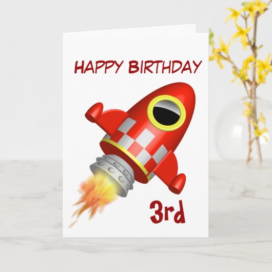 Carte 3ème thème de Rocket de joyeux anniversaire (Fleur jaune)
