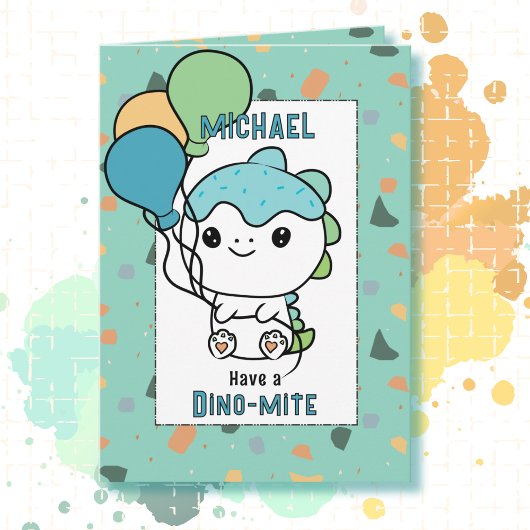 Carte 3rd Birthday Funny Dinosaur Cartoon Adorable Cute