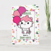 Carte 3rd Birthday Girl Dinosaur Cartoon Adorable  (Devant)