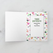 Carte 3rd Birthday Girl Dinosaur Cartoon Adorable  (Intérieur)