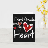 Carte 3rd Third Grade Has My Heart Buffalo Print Teacher (Fleur jaune)
