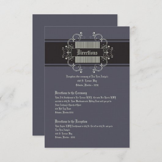 Carte 3x5 Cravate noire Affair gris élégant (Devant / Derrière)