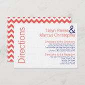 Carte 3x5 Direction Coral Navy Blue Nom Chevron (Devant / Derrière)