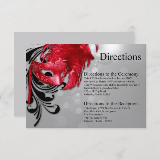 Carte 3x5 Rouge sur Masquerade d'argent (Devant / Derrière)