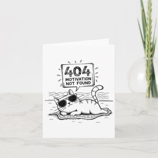 Carte 404 Motivation Not Found Funny Lazy Cat Humor Cat  (Devant)