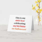 Carte 40 Anniversaire d'Halloween (Fleur jaune)