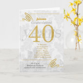 Carte 40 ans Anniversaire de l'employé Élégance de l'ent (Fleur jaune)
