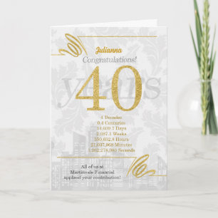 Carte 40 ans Anniversaire de l'employé Élégance de l'ent