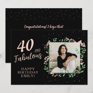 Carte 40 ans élégants et fabuleux, photo d'anniversaire 