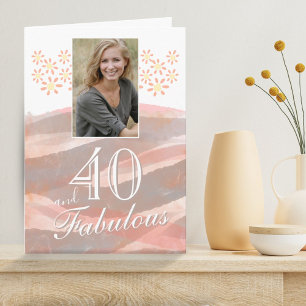Carte 40 ans et fabuleuse Fleur de marguerite Aquarelle 