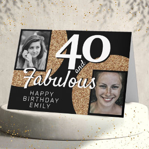 Carte 40 ans et Fabuleux Paillettes Dorées 2 Photo 40e A