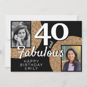 Carte 40 ans et Fabuleux Paillettes Dorées 2 Photo 40e A